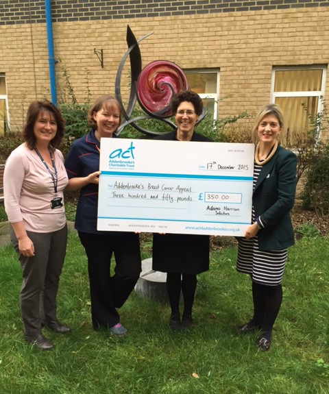 Shoshana Goldhill Presents Cheque To Addenbrookes Charitable Trust