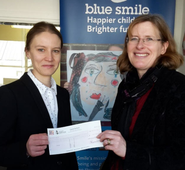 Blue Smile Recieves Cheque From Adams Harrison